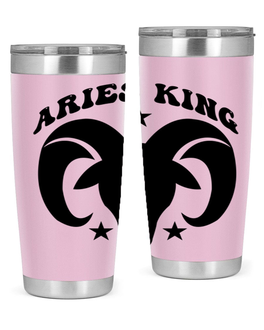 Aries King 110# Tumbler in stainless steel with a stylish design, perfect for hot and cold beverages.