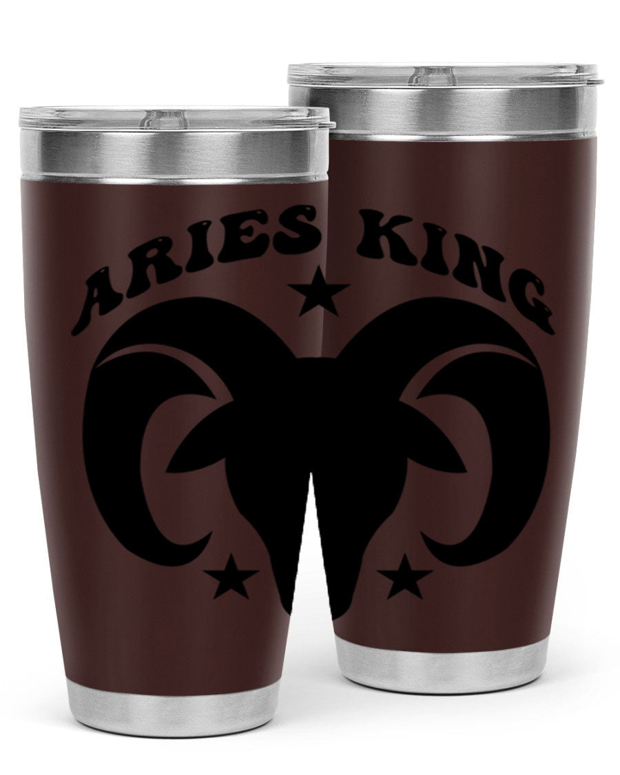 Aries King 110# Tumbler in stainless steel with a stylish design, perfect for hot and cold beverages.