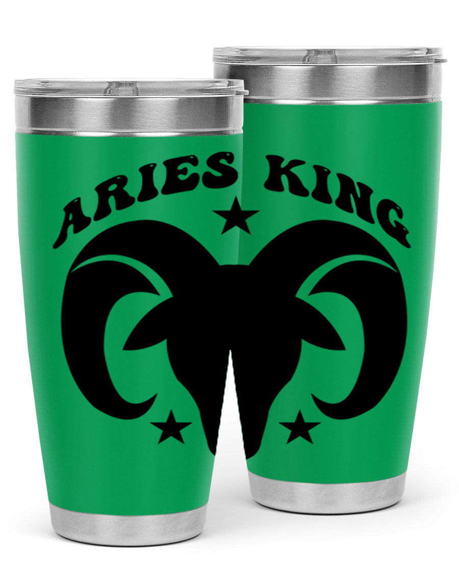 Aries King 110# Tumbler in stainless steel with a stylish design, perfect for hot and cold beverages.