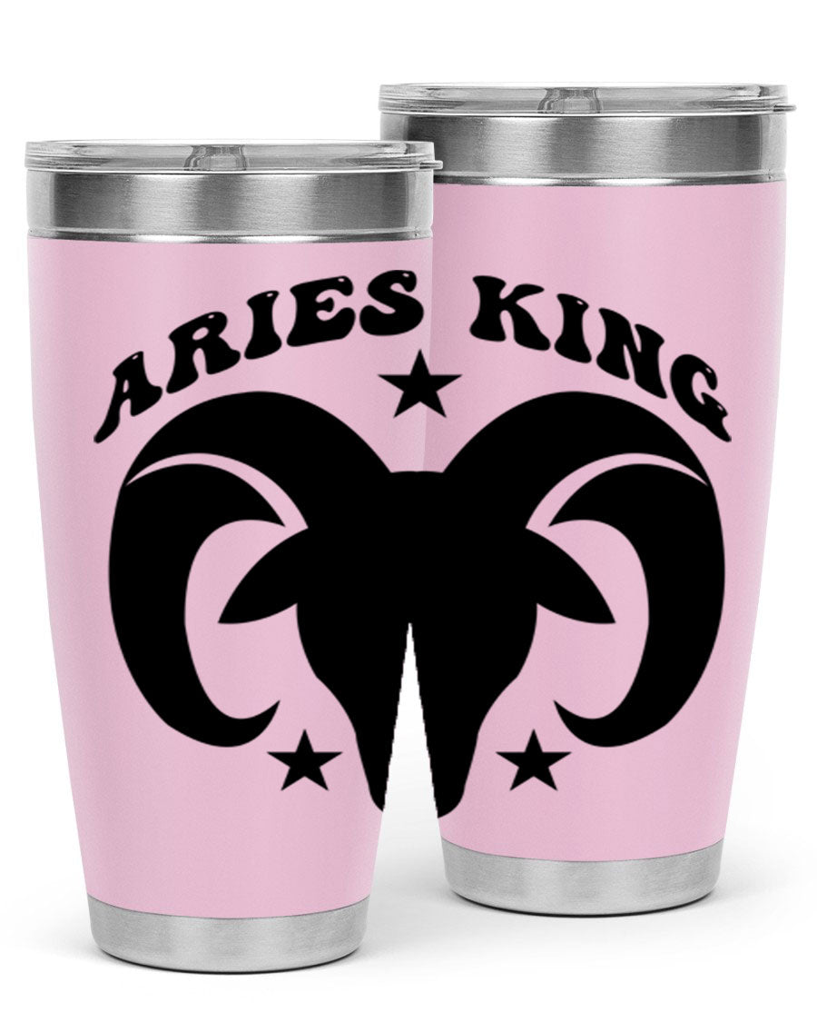 Aries King 110# Tumbler in stainless steel with a stylish design, perfect for hot and cold beverages.