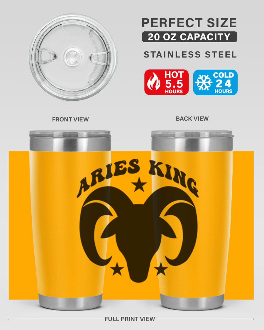 Aries King 110# Tumbler in stainless steel with a stylish design, perfect for hot and cold beverages.