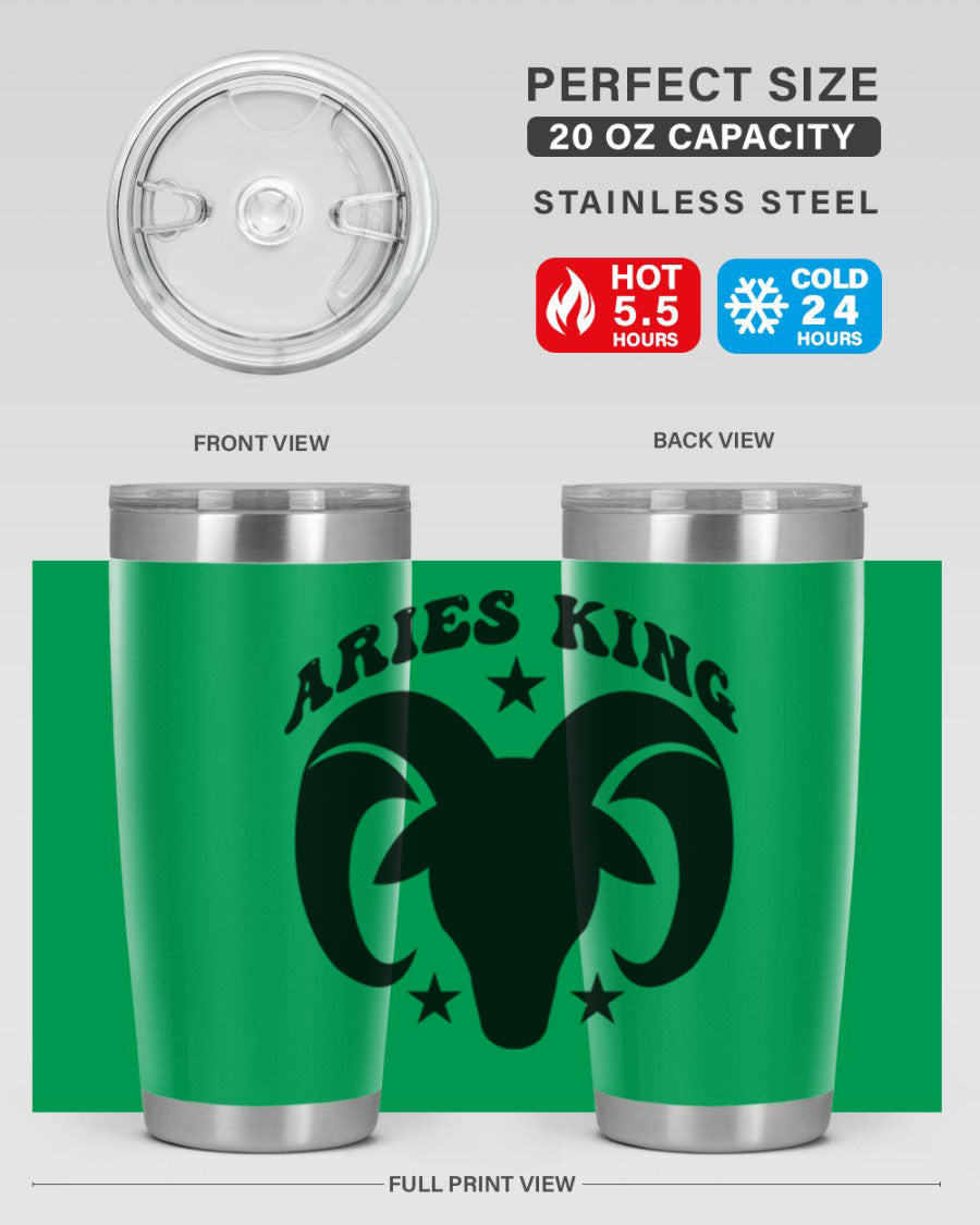 Aries King 110# Tumbler in stainless steel with a stylish design, perfect for hot and cold beverages.