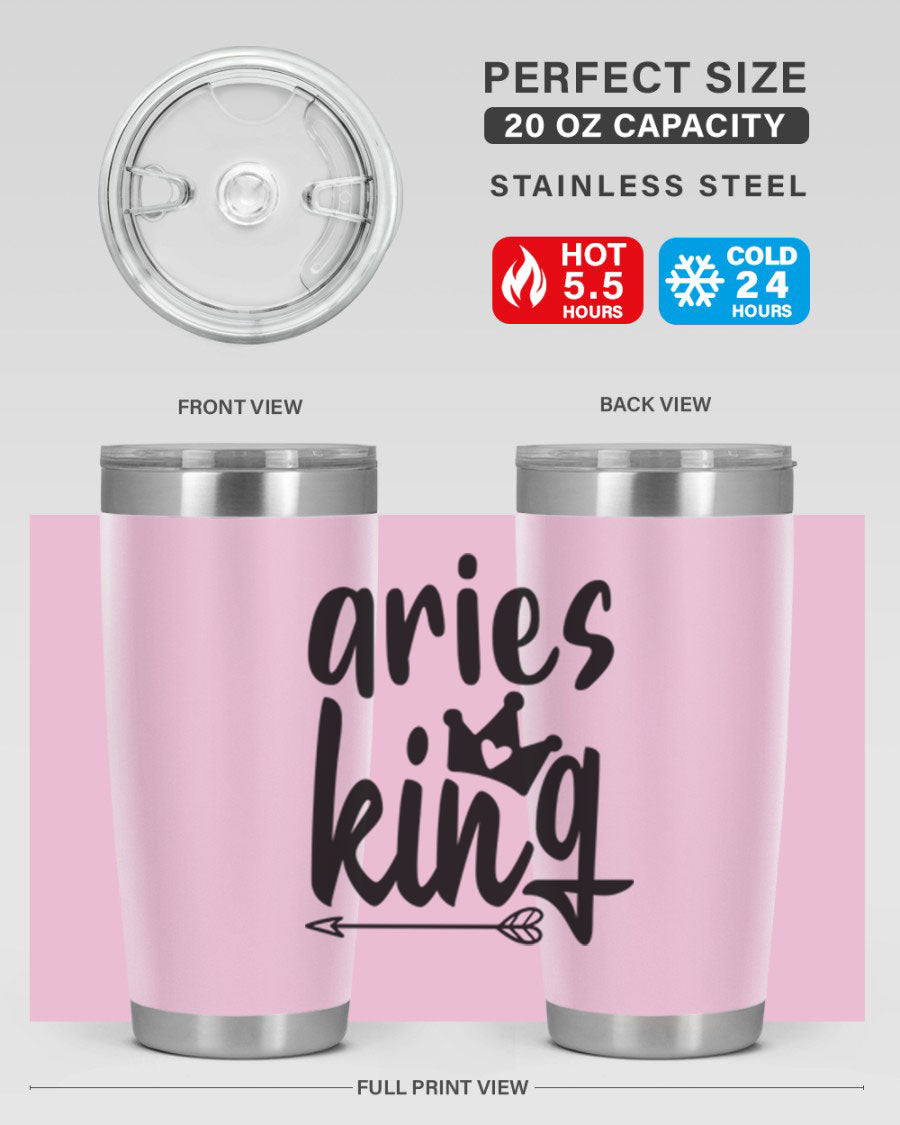 Aries King 108# Tumbler, a stylish 20oz double wall vacuum stainless steel tumbler with a copper lining and a drink-thru lid.