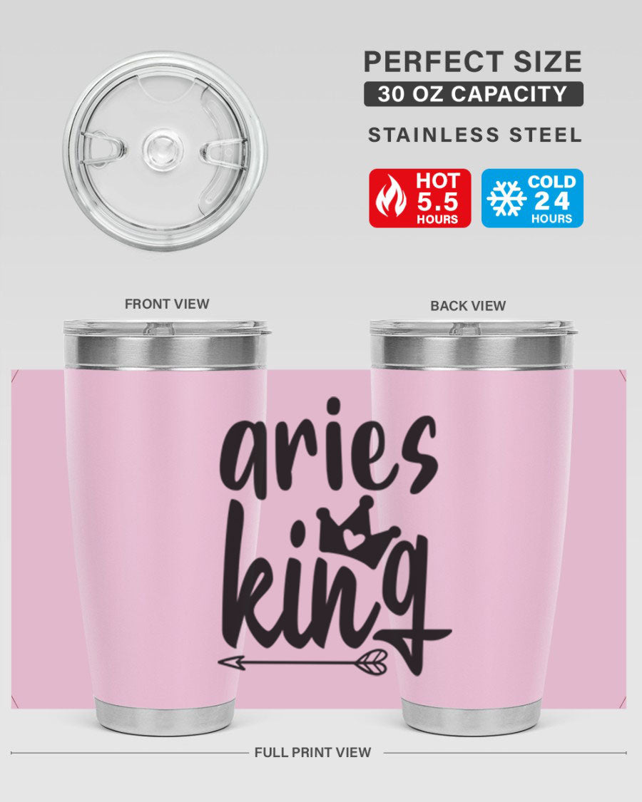 Aries King 108# Tumbler, a stylish 20oz double wall vacuum stainless steel tumbler with a copper lining and a drink-thru lid.