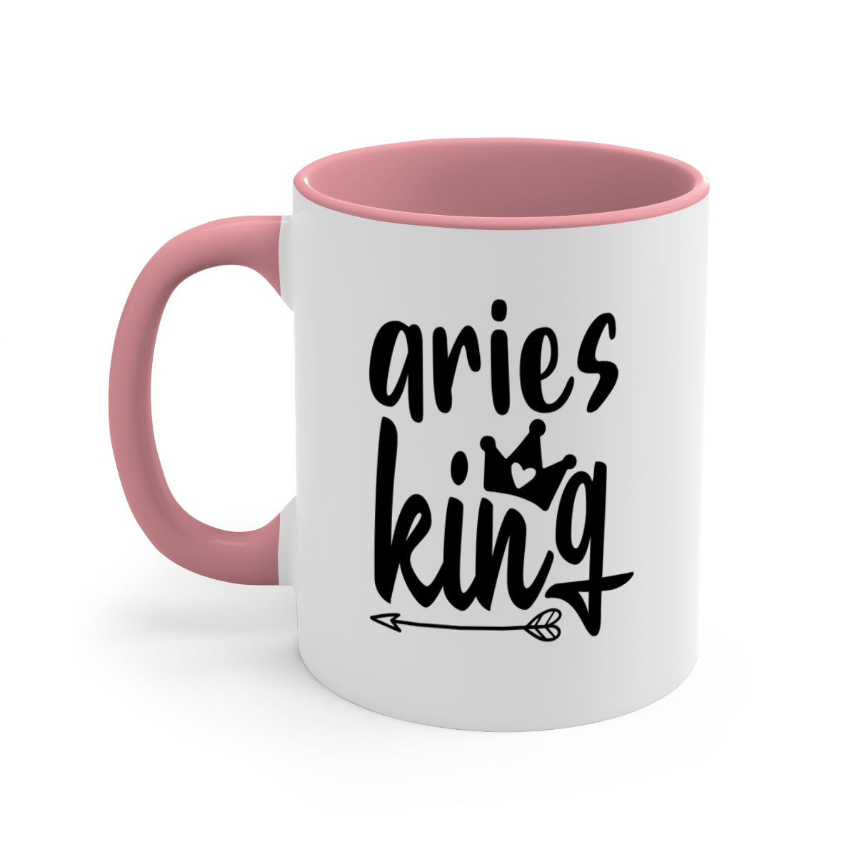 Aries King 108# Mug featuring a glossy finish, colored handle, and interior, available in five vibrant colors.