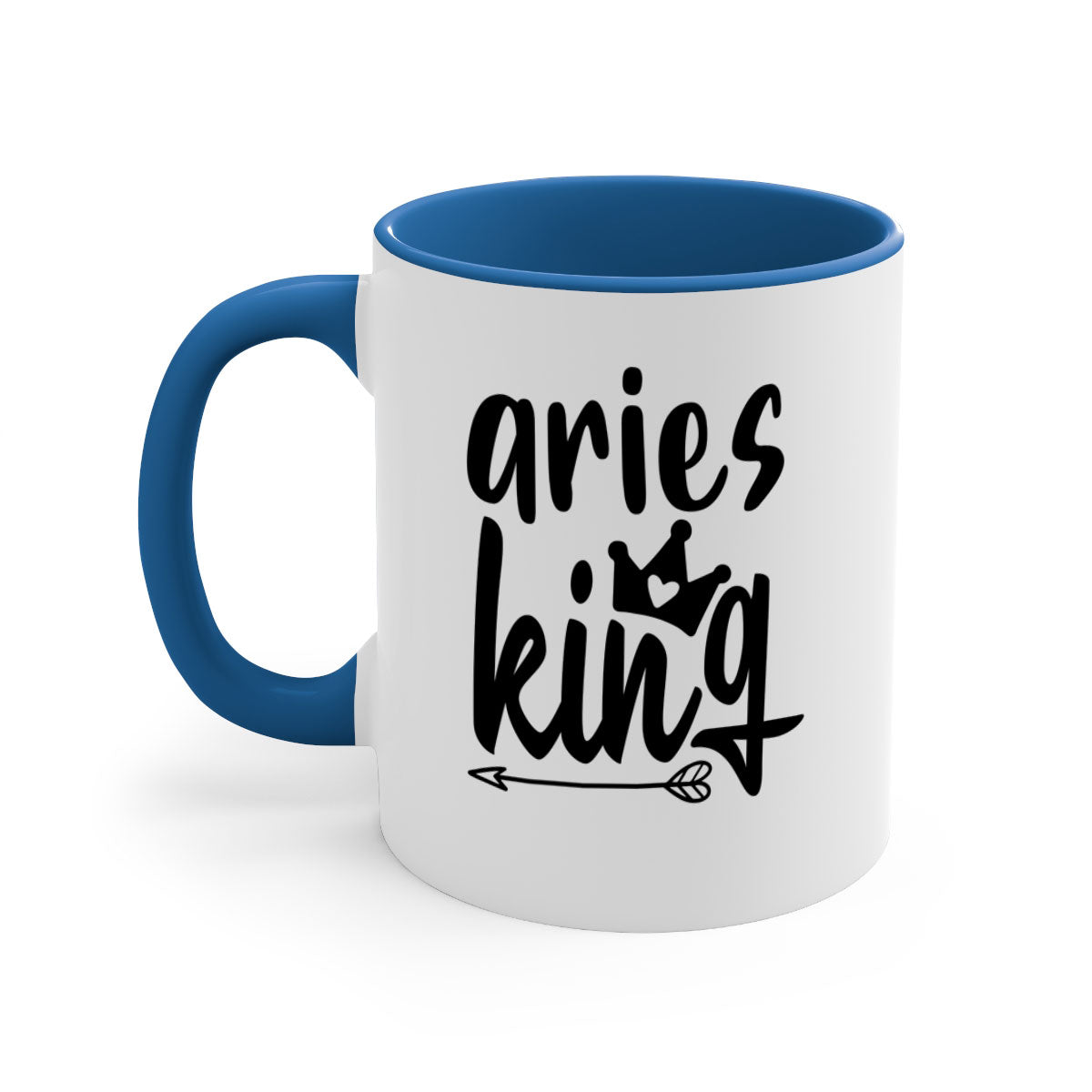 Aries King 108# Mug featuring a glossy finish, colored handle, and interior, available in five vibrant colors.