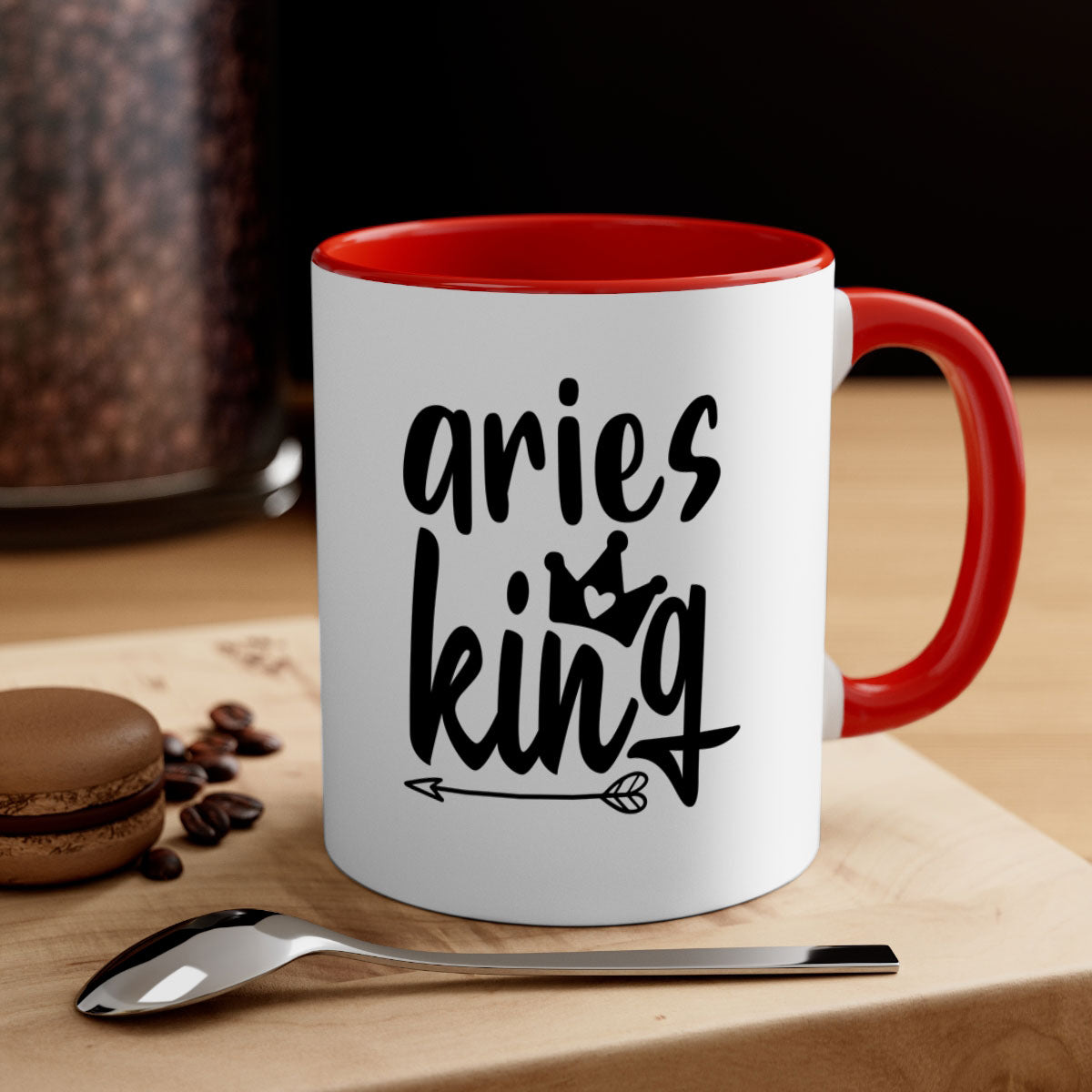 Aries King 108# Mug featuring a glossy finish, colored handle, and interior, available in five vibrant colors.