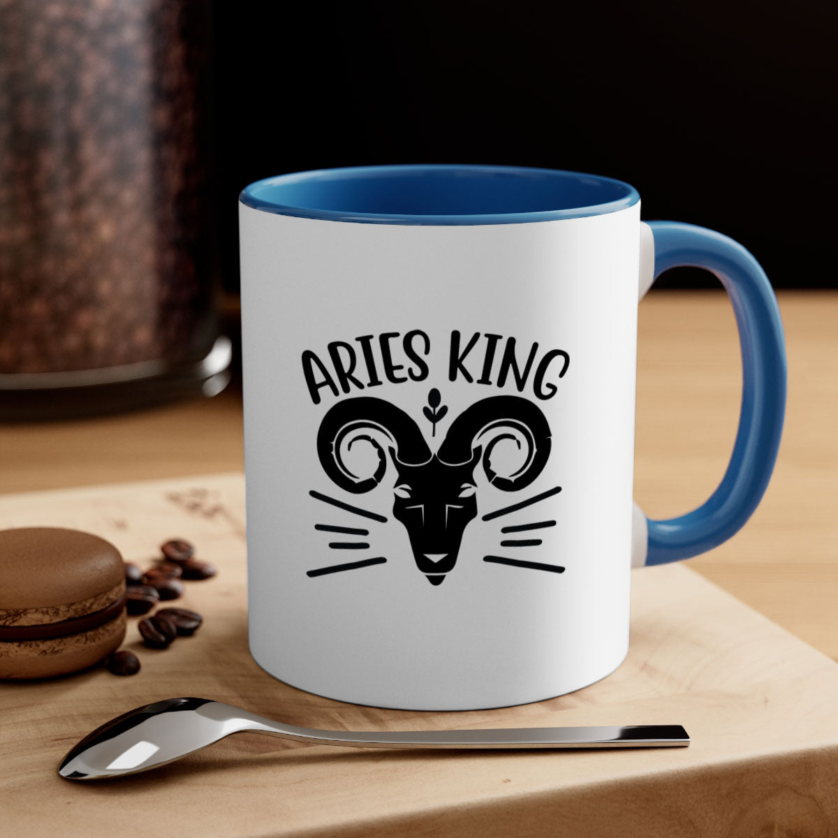 Aries king 109# Mug featuring a two-tone design with a colored handle and interior, available in five colors, showcasing a glossy finish.