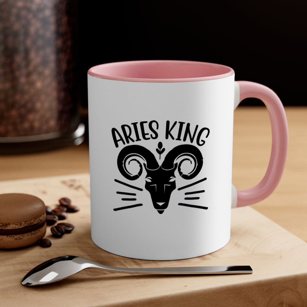 Aries king 109# Mug featuring a two-tone design with a colored handle and interior, available in five colors, showcasing a glossy finish.