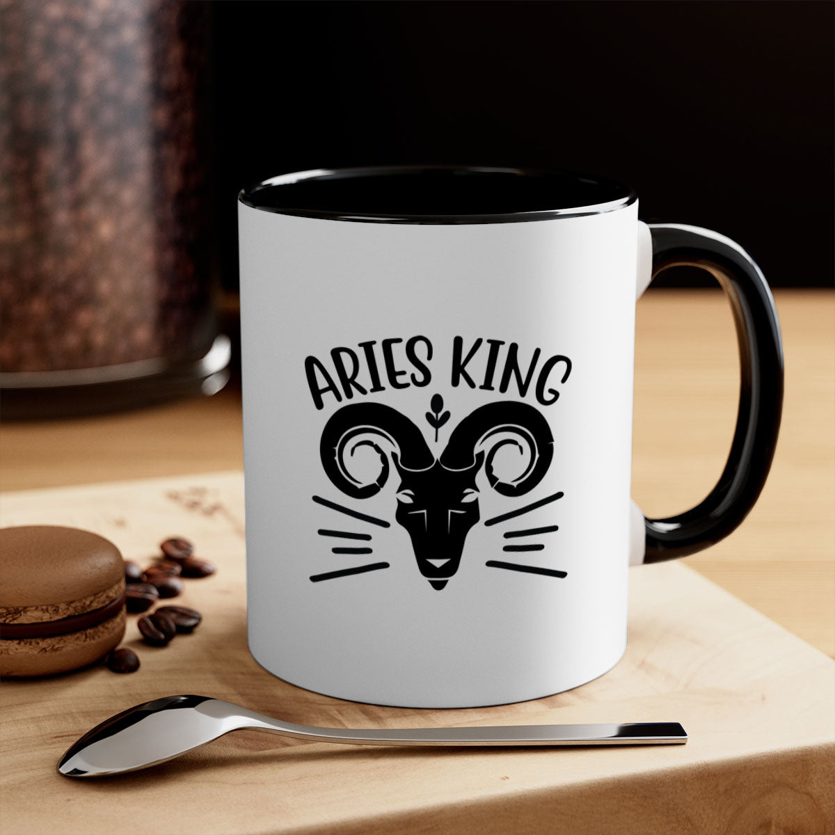 Aries king 109# Mug featuring a two-tone design with a colored handle and interior, available in five colors, showcasing a glossy finish.