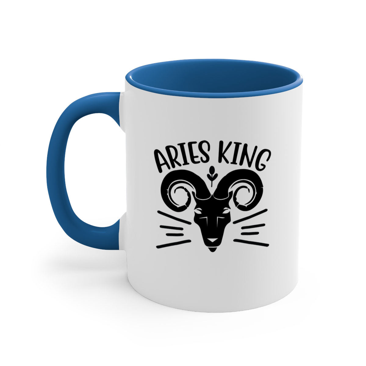 Aries king 109# Mug featuring a two-tone design with a colored handle and interior, available in five colors, showcasing a glossy finish.