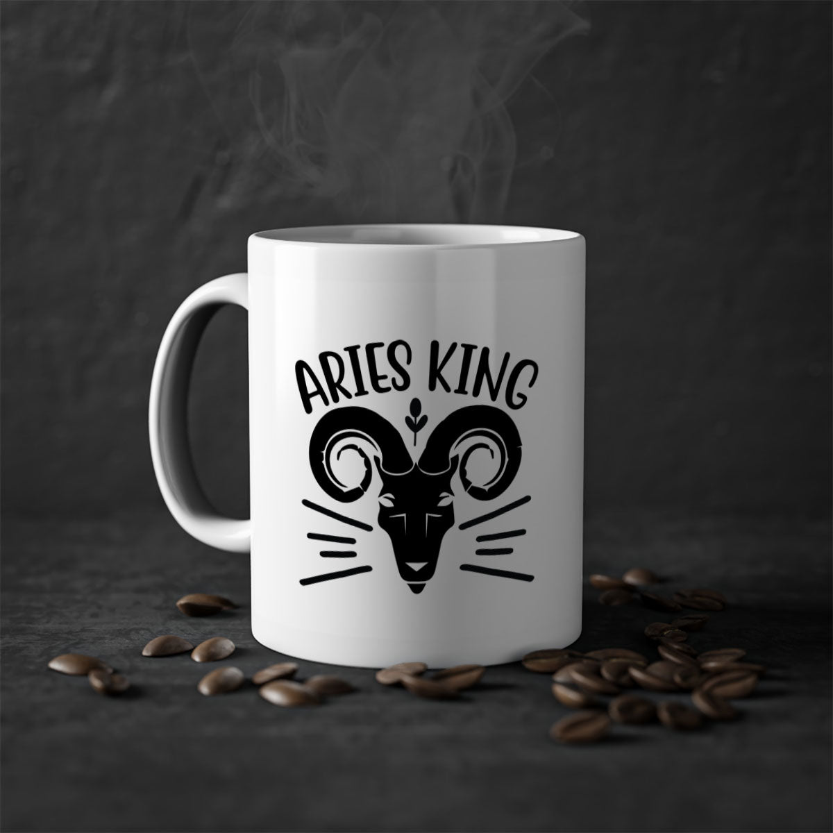 Aries king 109# Mug featuring a two-tone design with a colored handle and interior, available in five colors, showcasing a glossy finish.