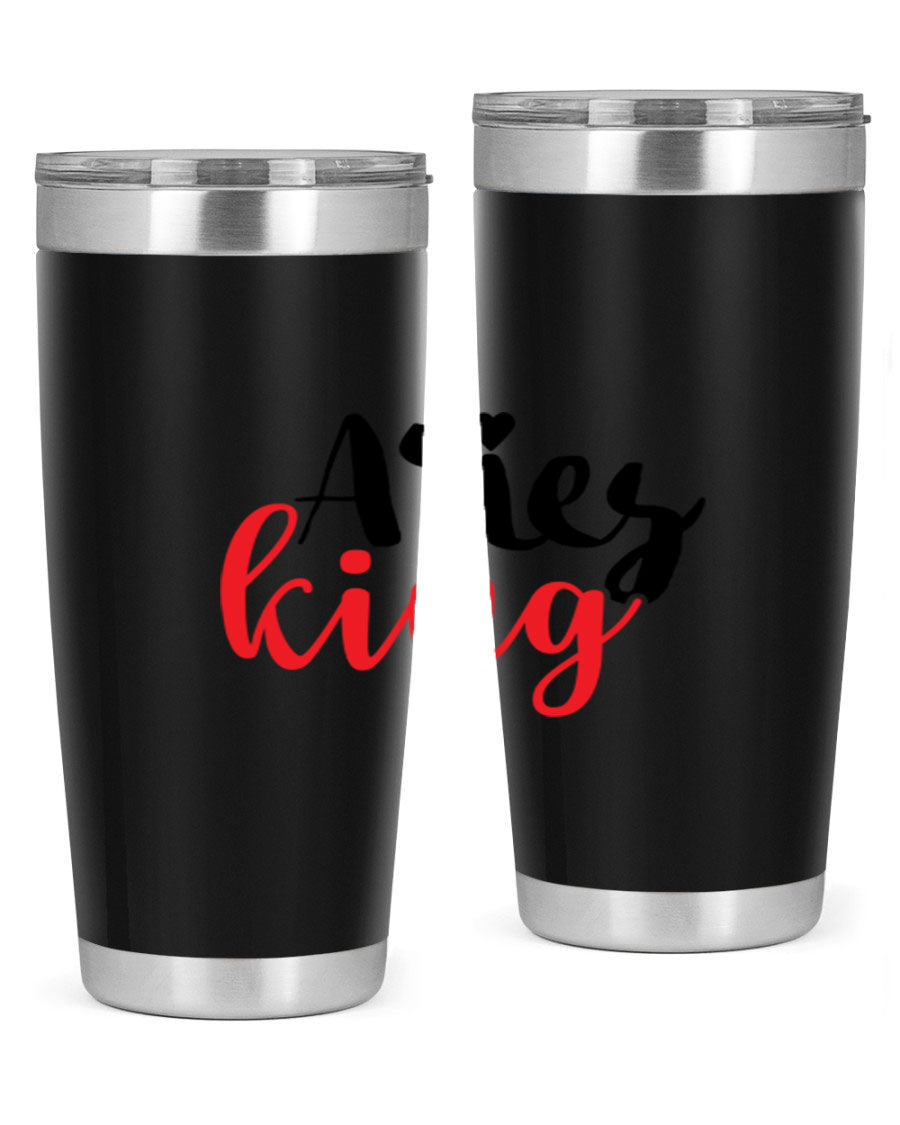 Aries King 96# Tumbler, a stylish 20oz stainless steel drinkware with zodiac design, perfect for hot and cold beverages.