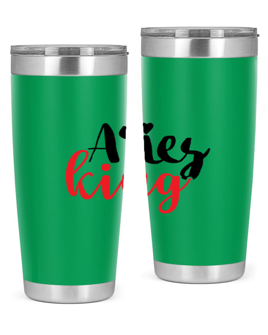 Aries King 96# Tumbler, a stylish 20oz stainless steel drinkware with zodiac design, perfect for hot and cold beverages.