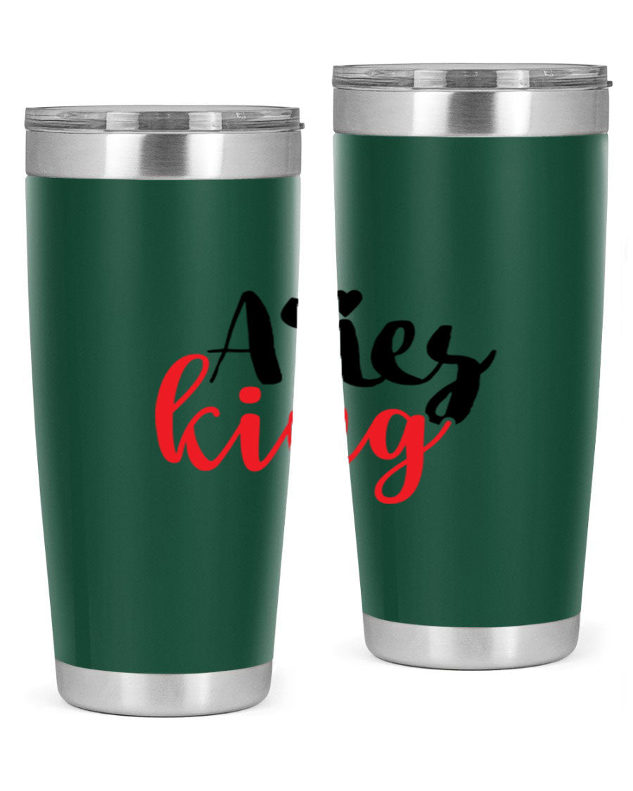 Aries King 96# Tumbler, a stylish 20oz stainless steel drinkware with zodiac design, perfect for hot and cold beverages.