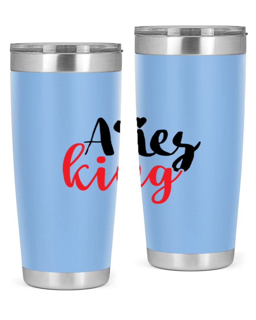 Aries King 96# Tumbler, a stylish 20oz stainless steel drinkware with zodiac design, perfect for hot and cold beverages.