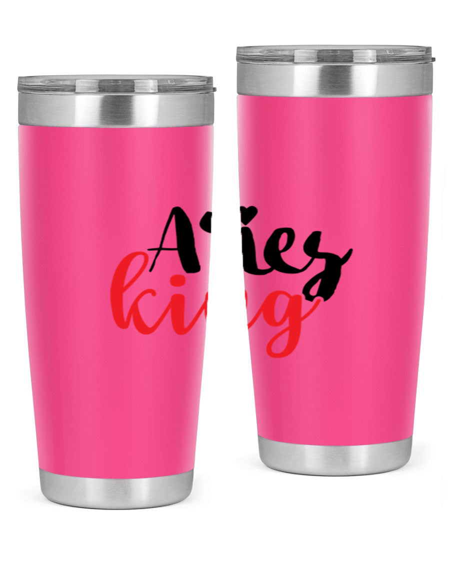 Aries King 96# Tumbler, a stylish 20oz stainless steel drinkware with zodiac design, perfect for hot and cold beverages.