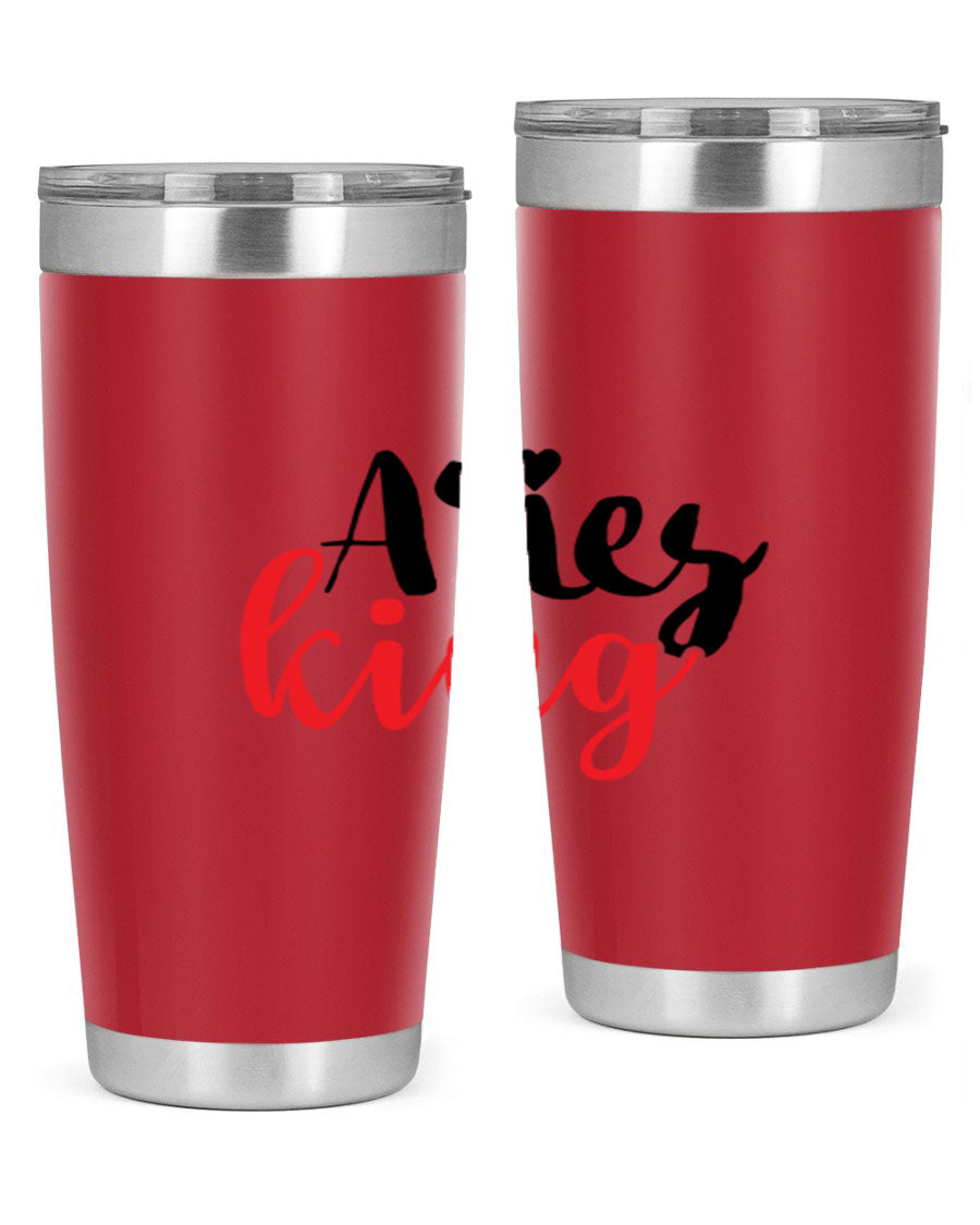 Aries King 96# Tumbler, a stylish 20oz stainless steel drinkware with zodiac design, perfect for hot and cold beverages.