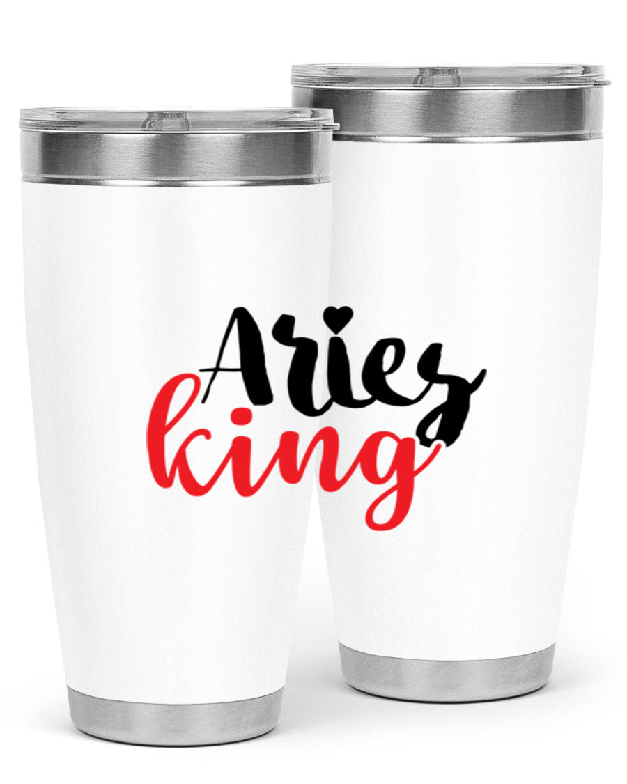 Aries King 96# Tumbler, a stylish 20oz stainless steel drinkware with zodiac design, perfect for hot and cold beverages.