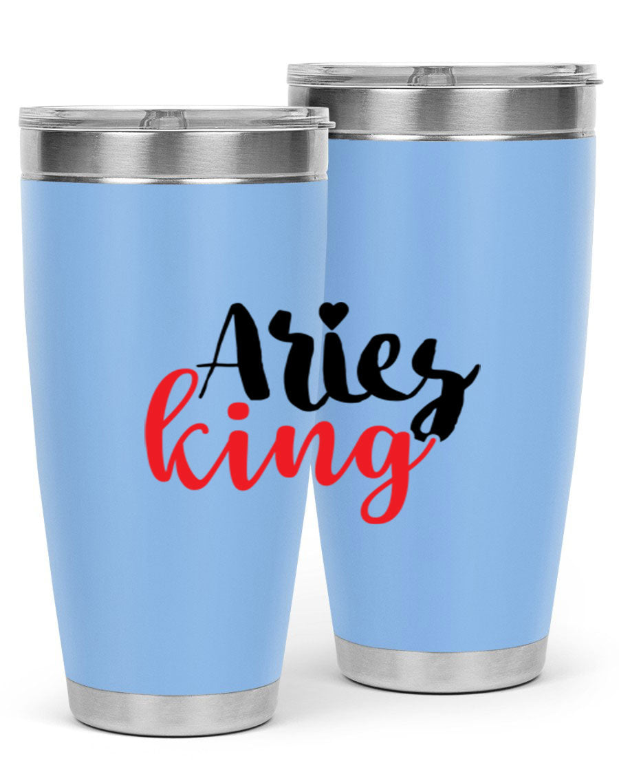 Aries King 96# Tumbler, a stylish 20oz stainless steel drinkware with zodiac design, perfect for hot and cold beverages.