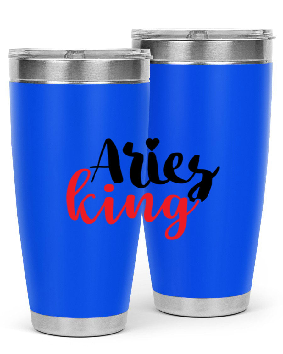 Aries King 96# Tumbler, a stylish 20oz stainless steel drinkware with zodiac design, perfect for hot and cold beverages.