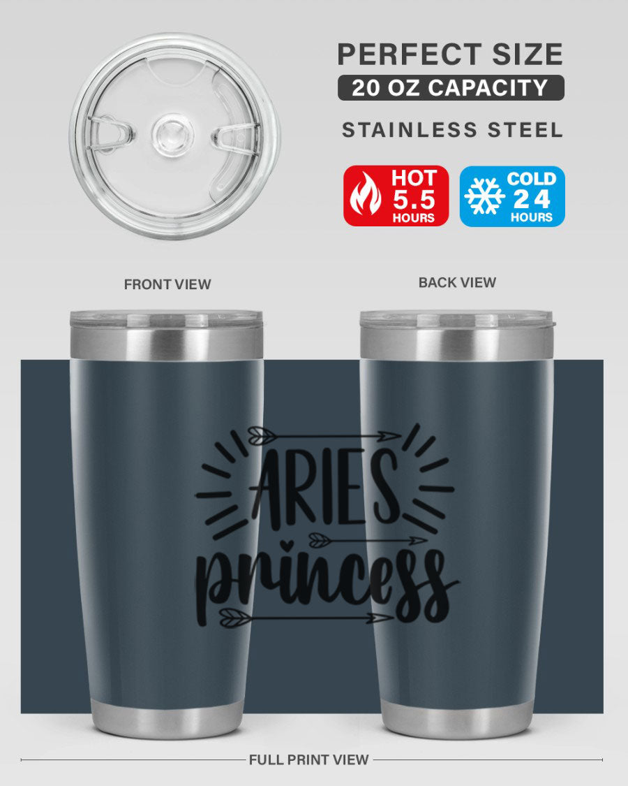 Aries Princess 115# Tumbler, a stylish 20oz stainless steel drinkware with a vibrant design, perfect for keeping beverages hot or cold.