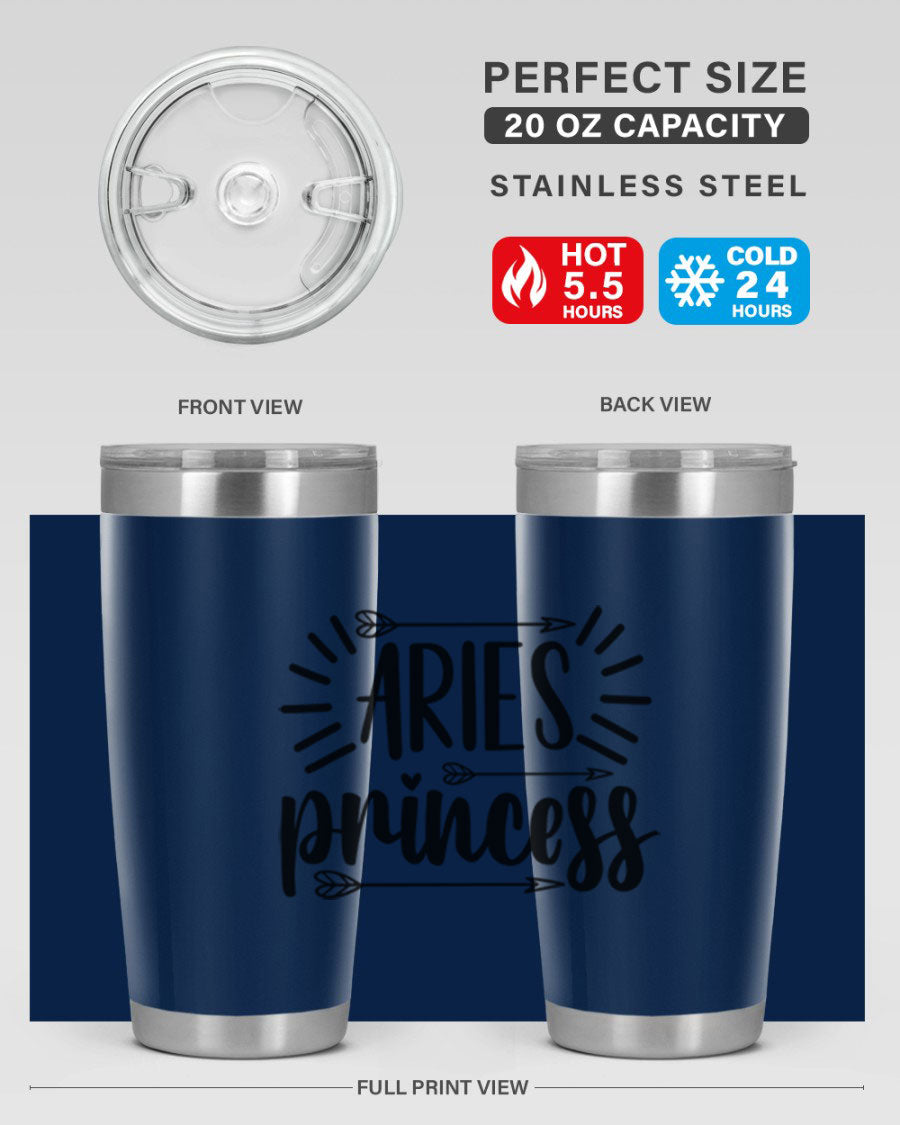 Aries Princess 115# Tumbler, a stylish 20oz stainless steel drinkware with a vibrant design, perfect for keeping beverages hot or cold.