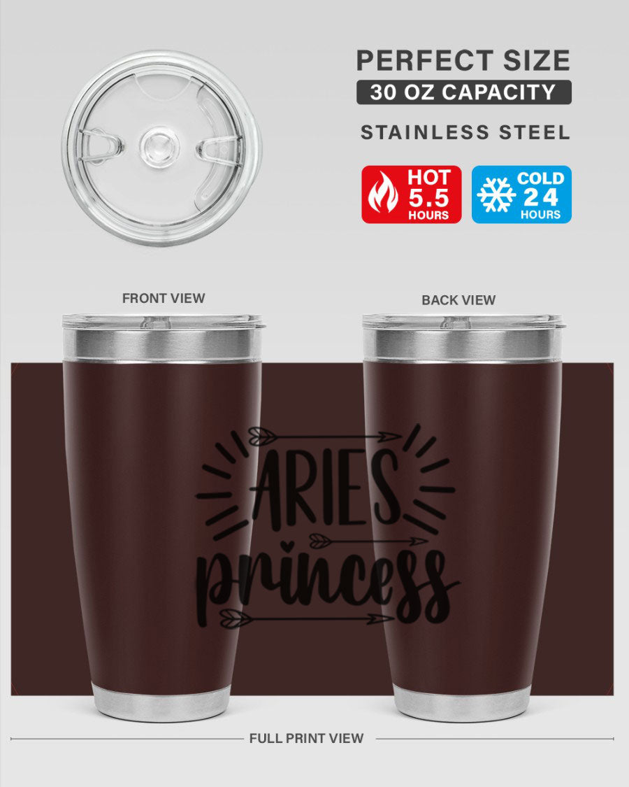 Aries Princess 115# Tumbler, a stylish 20oz stainless steel drinkware with a vibrant design, perfect for keeping beverages hot or cold.