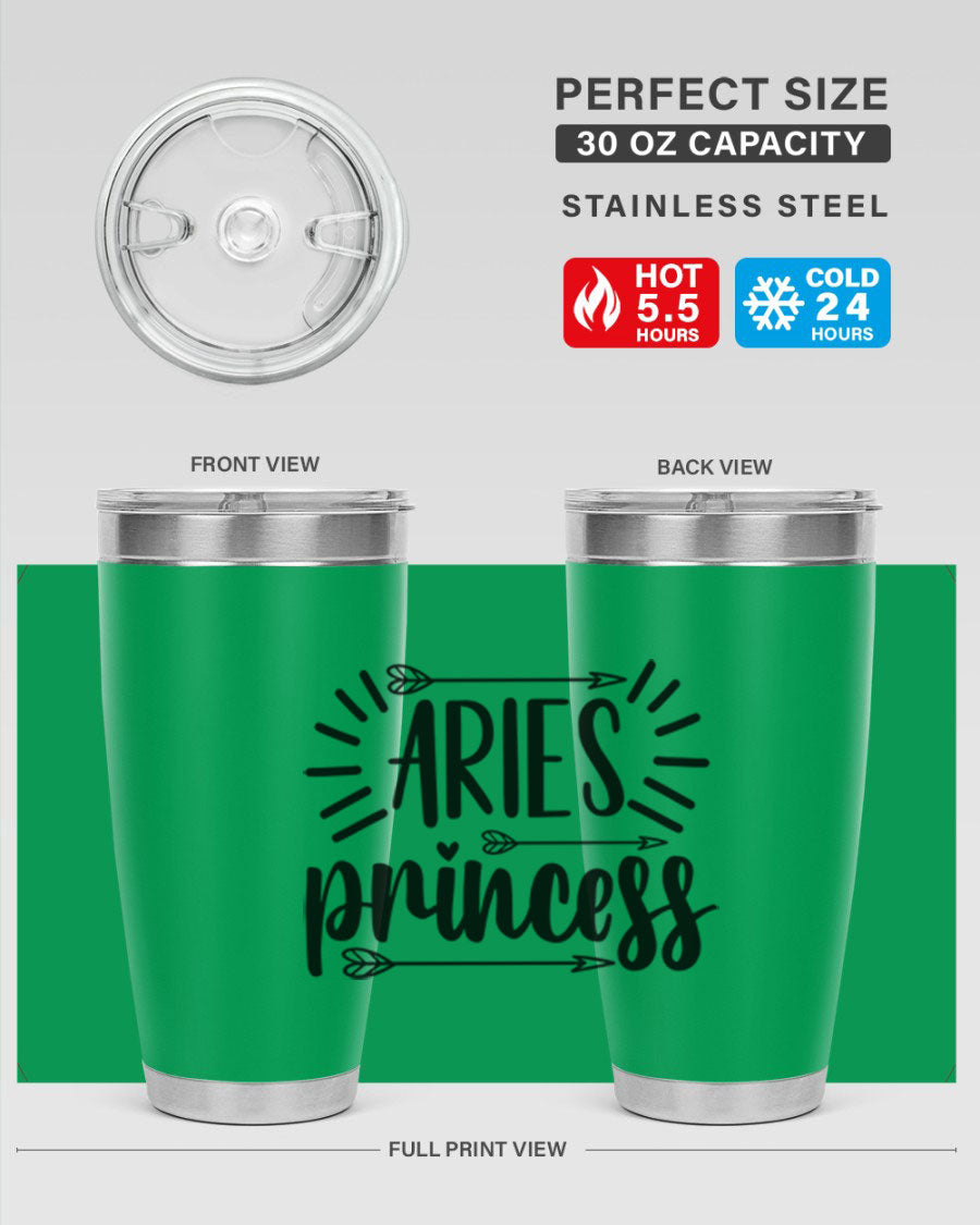 Aries Princess 115# Tumbler, a stylish 20oz stainless steel drinkware with a vibrant design, perfect for keeping beverages hot or cold.