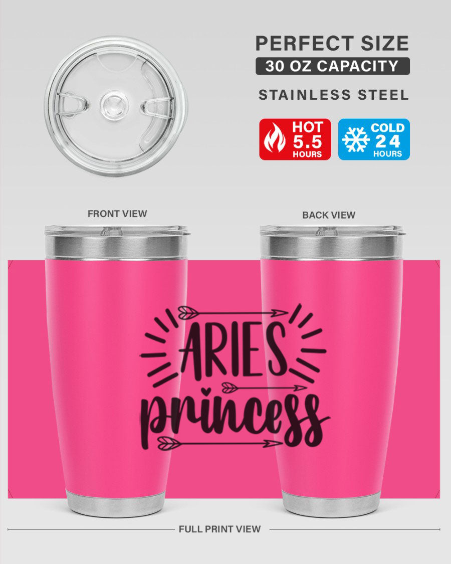 Aries Princess 115# Tumbler, a stylish 20oz stainless steel drinkware with a vibrant design, perfect for keeping beverages hot or cold.