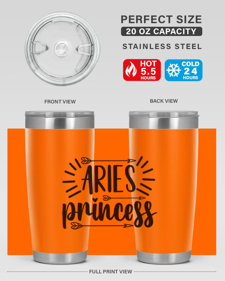 Aries Princess 115# Tumbler, a stylish 20oz stainless steel drinkware with a vibrant design, perfect for keeping beverages hot or cold.