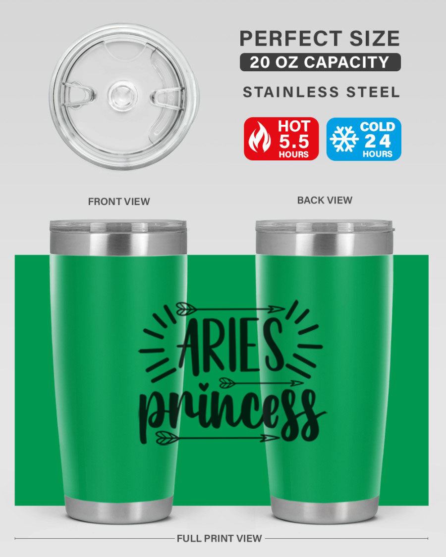 Aries Princess 115# Tumbler, a stylish 20oz stainless steel drinkware with a vibrant design, perfect for keeping beverages hot or cold.