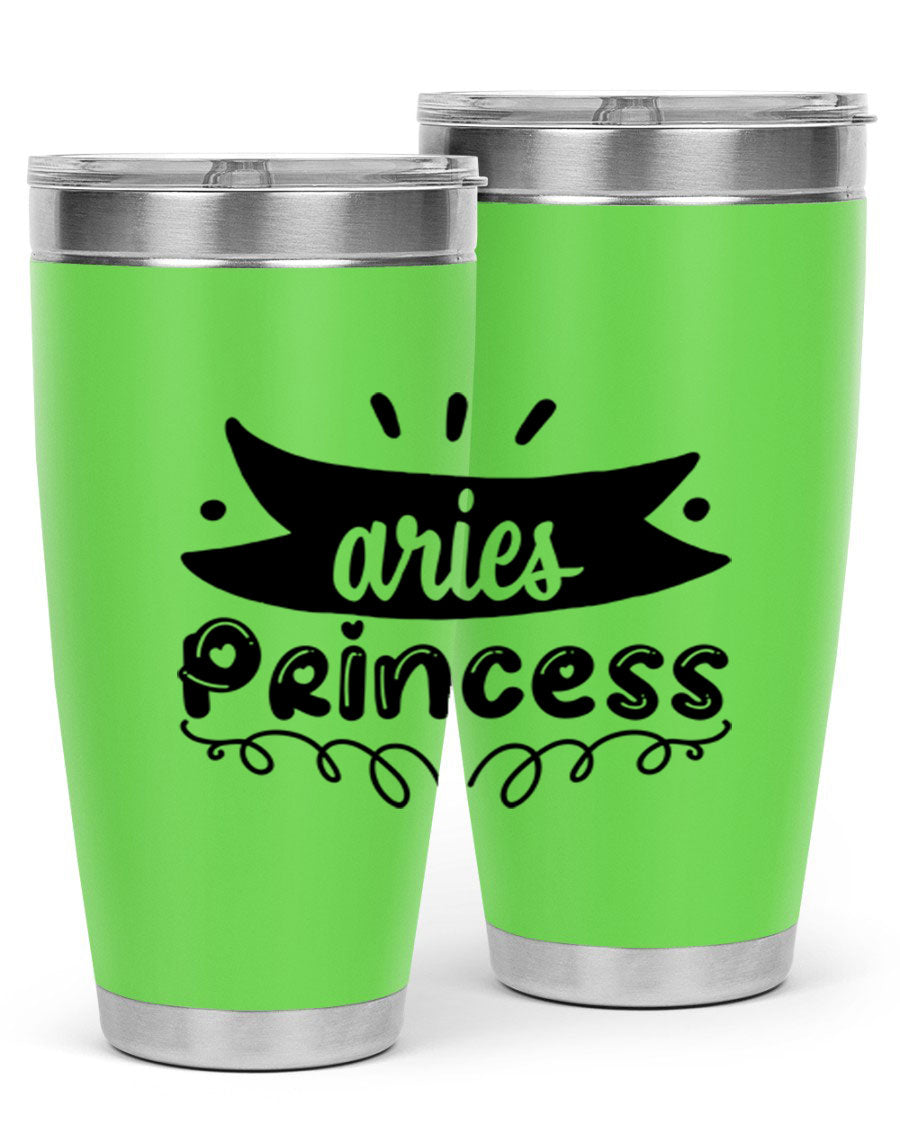 Aries Princess 116# Tumbler, a stylish 20oz stainless steel drinkware with a vibrant zodiac design.