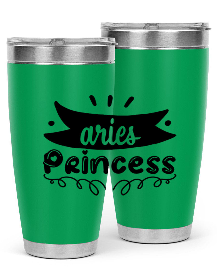 Aries Princess 116# Tumbler, a stylish 20oz stainless steel drinkware with a vibrant zodiac design.