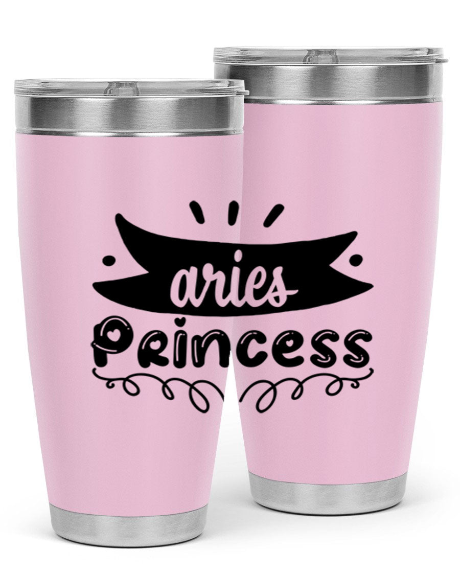 Aries Princess 116# Tumbler, a stylish 20oz stainless steel drinkware with a vibrant zodiac design.