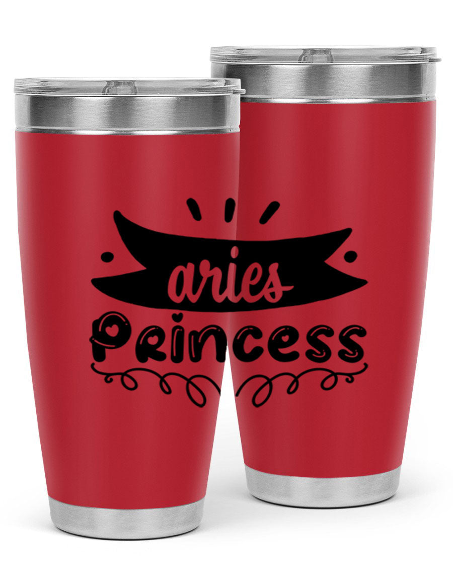 Aries Princess 116# Tumbler, a stylish 20oz stainless steel drinkware with a vibrant zodiac design.