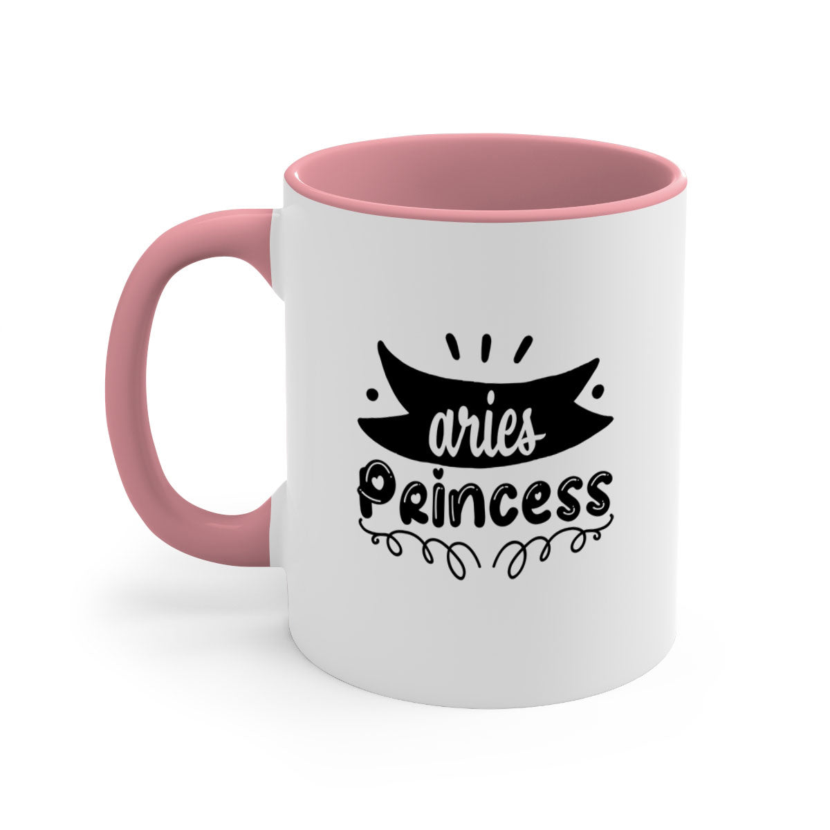 Aries princess 116# Mug featuring a glossy finish, colored handle, and interior, available in multiple colors and sizes.