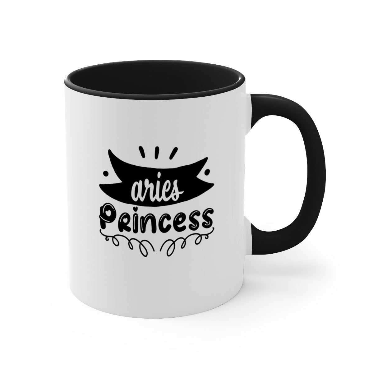 Aries princess 116# Mug featuring a glossy finish, colored handle, and interior, available in multiple colors and sizes.