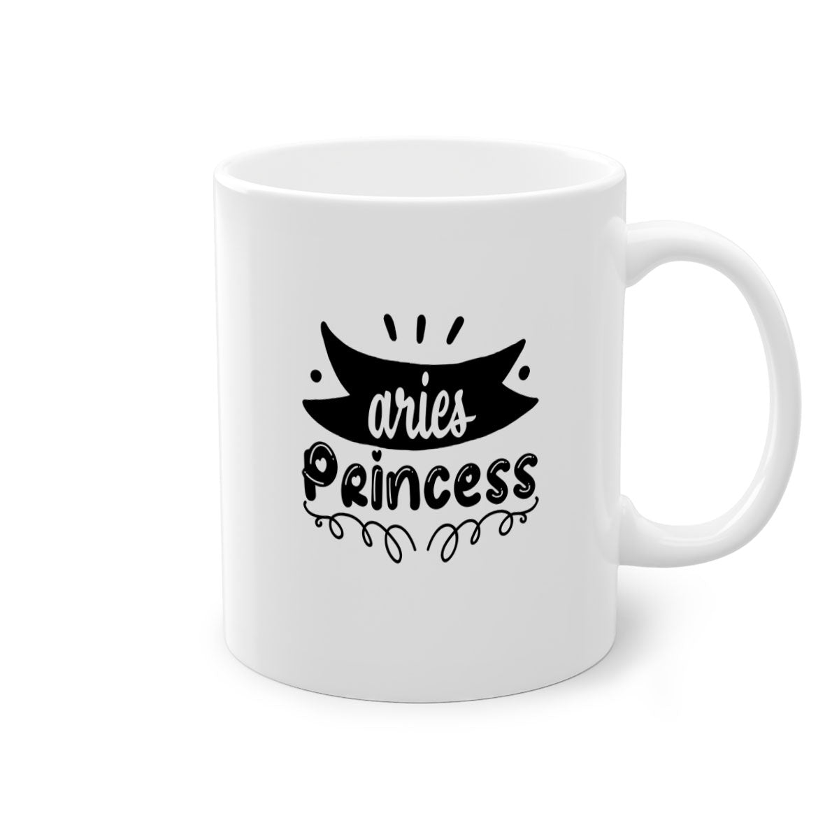 Aries princess 116# Mug featuring a glossy finish, colored handle, and interior, available in multiple colors and sizes.