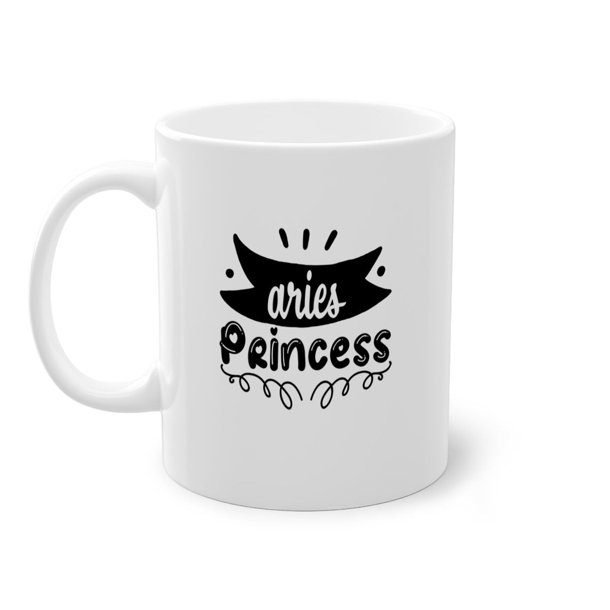 Aries princess 116# Mug featuring a glossy finish, colored handle, and interior, available in multiple colors and sizes.