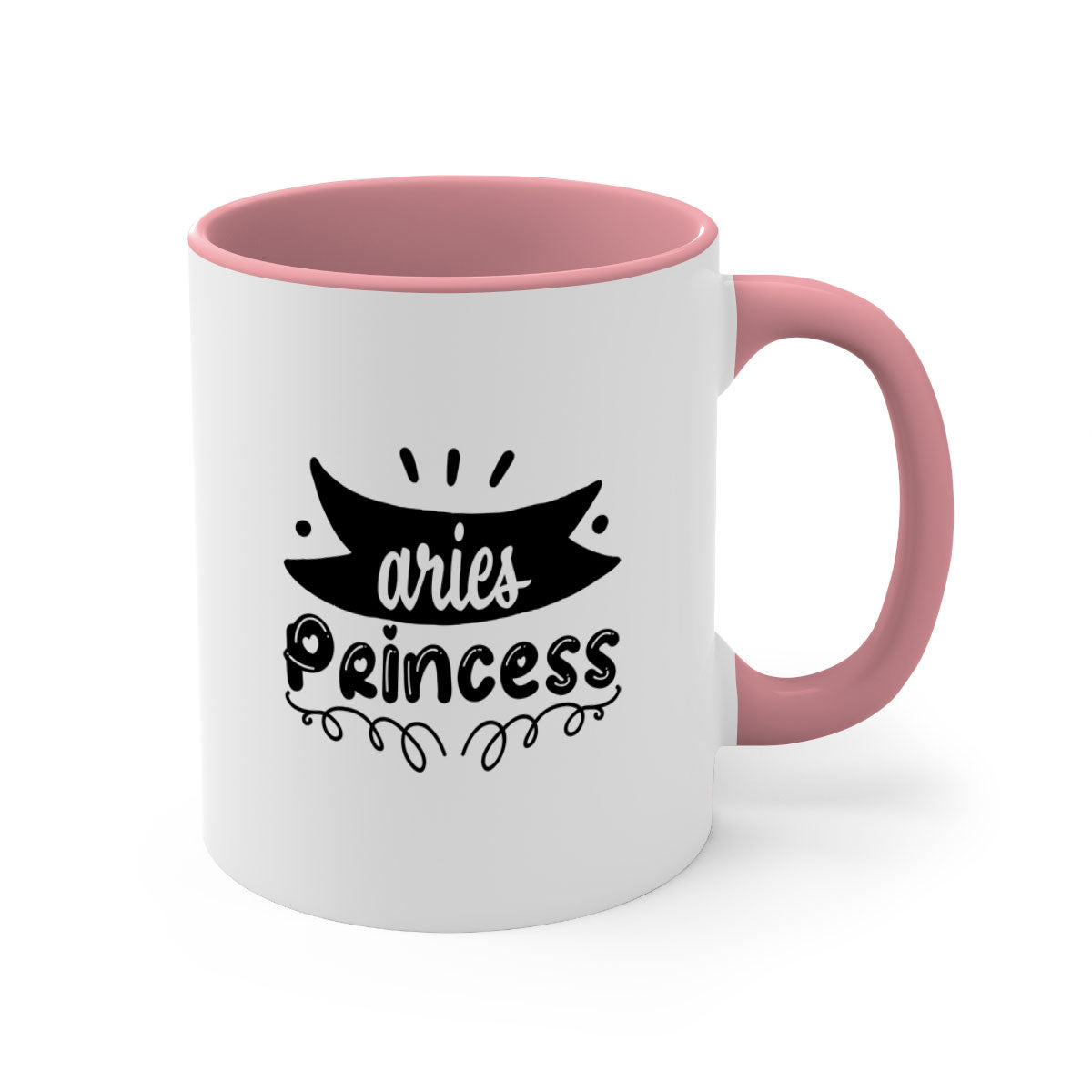 Aries princess 116# Mug featuring a glossy finish, colored handle, and interior, available in multiple colors and sizes.