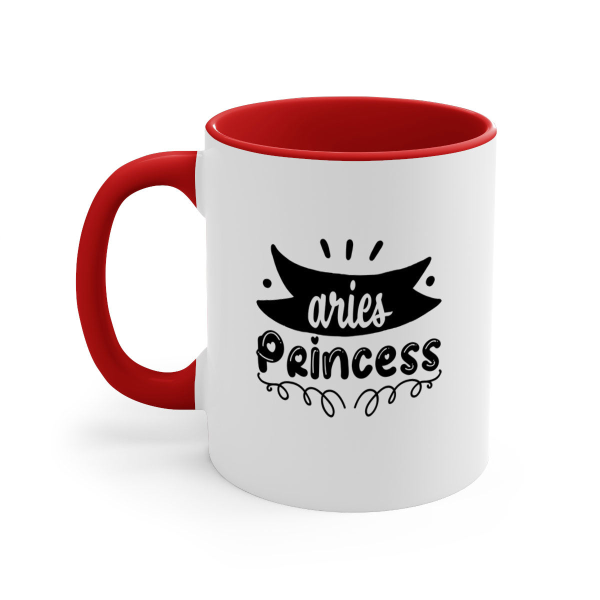 Aries princess 116# Mug featuring a glossy finish, colored handle, and interior, available in multiple colors and sizes.