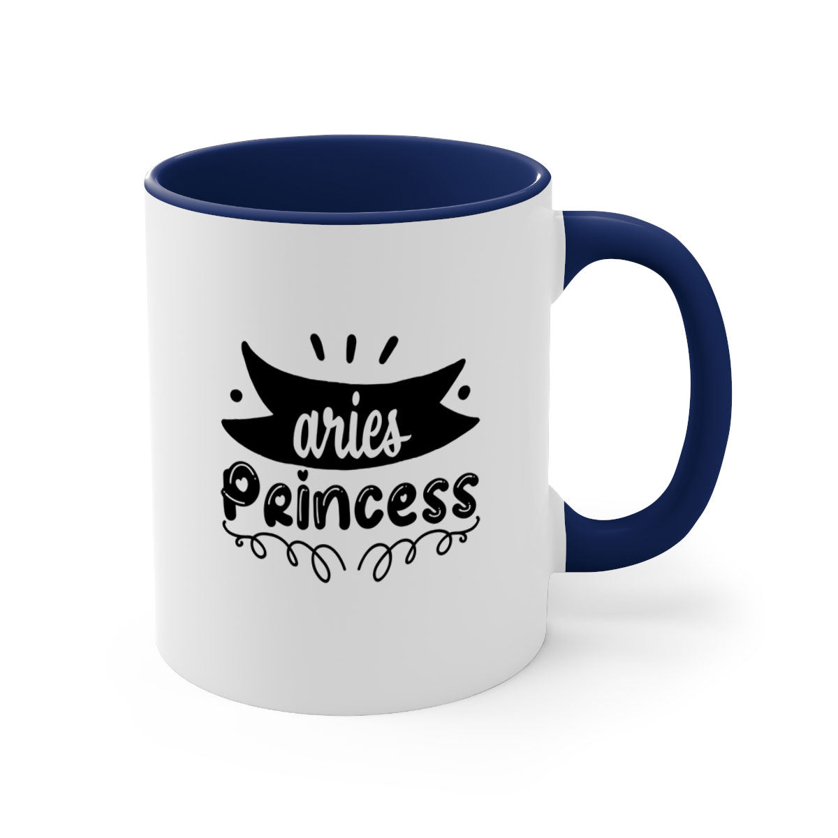 Aries princess 116# Mug featuring a glossy finish, colored handle, and interior, available in multiple colors and sizes.