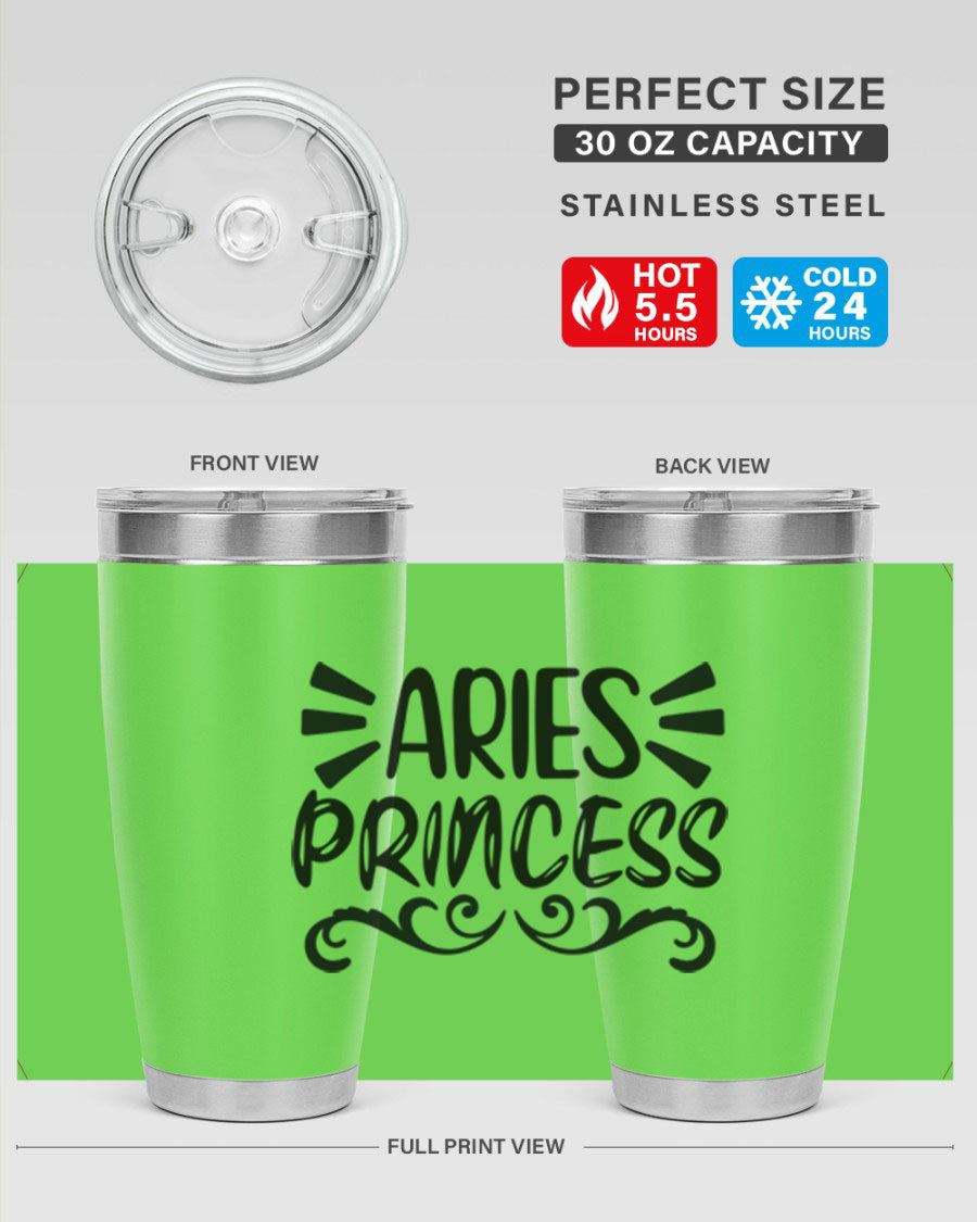 Aries Princess 117# 20oz Tumbler featuring double wall vacuum insulation and a stylish design, perfect for hot and cold beverages.