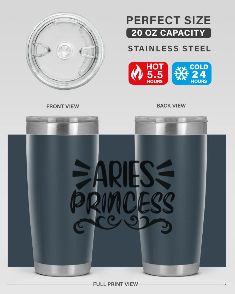 Aries Princess 117# 20oz Tumbler featuring double wall vacuum insulation and a stylish design, perfect for hot and cold beverages.