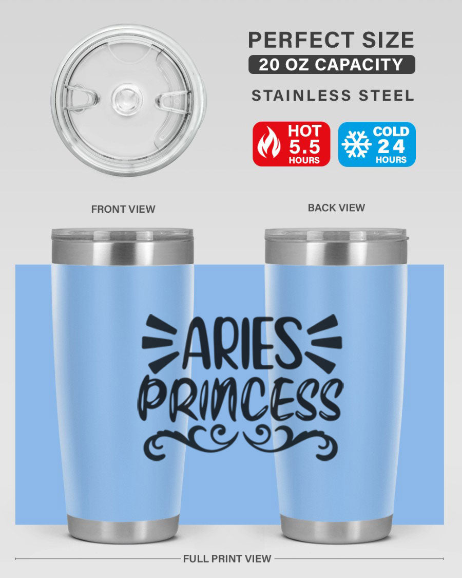 Aries Princess 117# 20oz Tumbler featuring double wall vacuum insulation and a stylish design, perfect for hot and cold beverages.