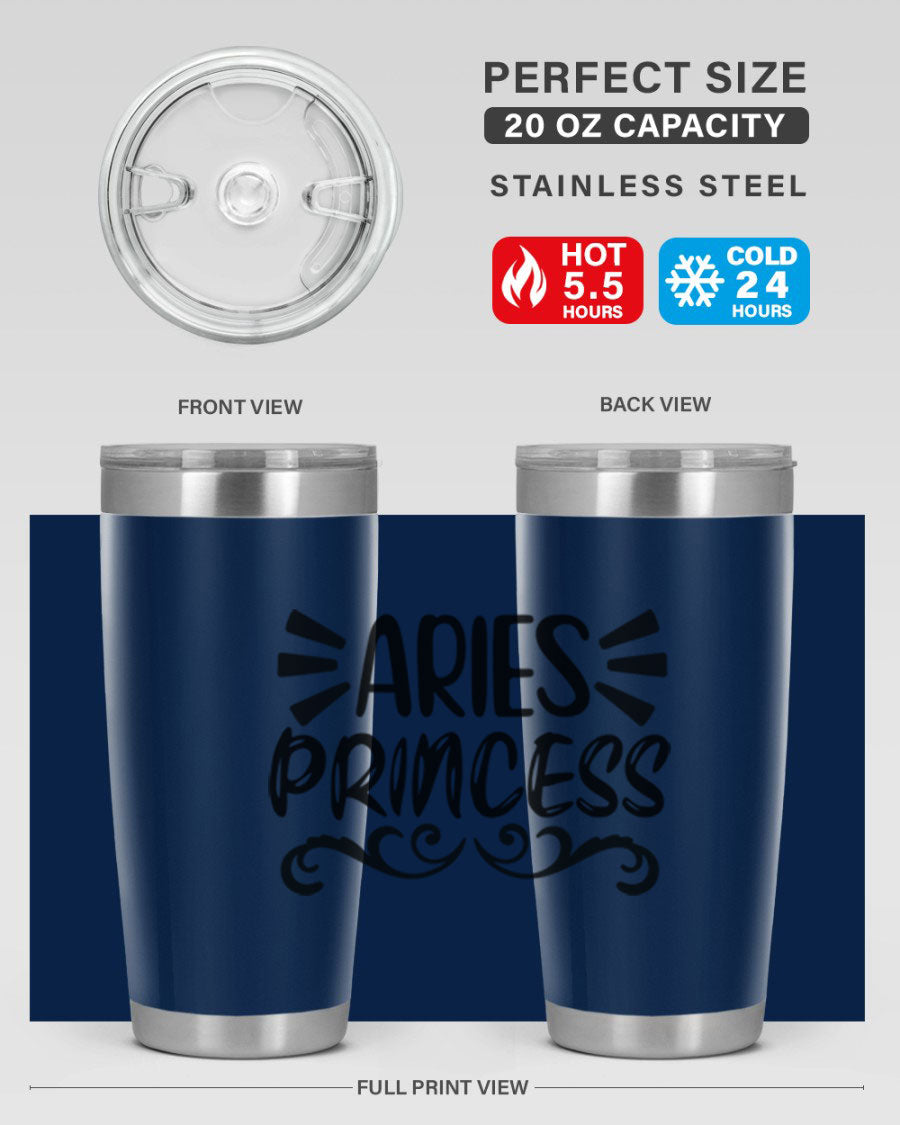 Aries Princess 117# 20oz Tumbler featuring double wall vacuum insulation and a stylish design, perfect for hot and cold beverages.