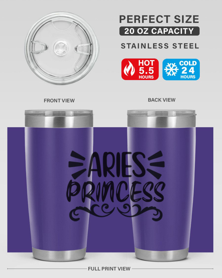 Aries Princess 117# 20oz Tumbler featuring double wall vacuum insulation and a stylish design, perfect for hot and cold beverages.