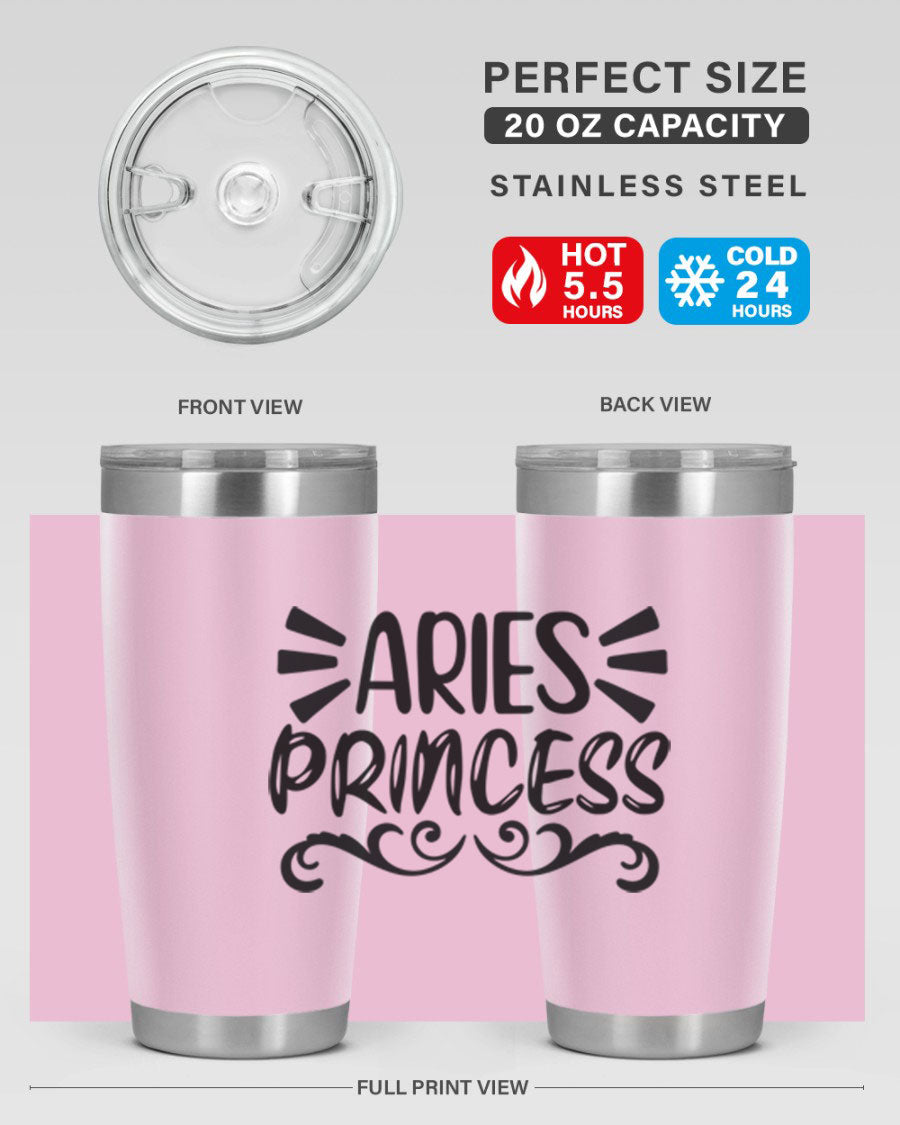 Aries Princess 117# 20oz Tumbler featuring double wall vacuum insulation and a stylish design, perfect for hot and cold beverages.