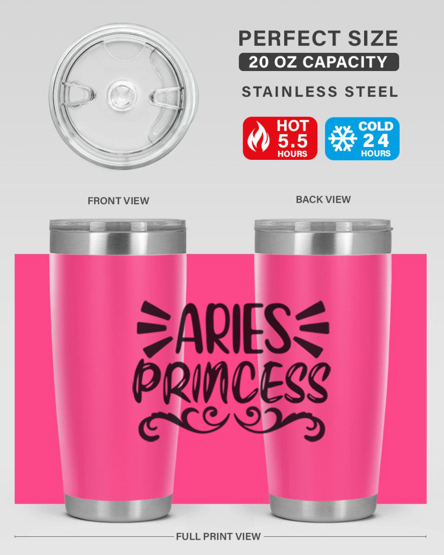 Aries Princess 117# 20oz Tumbler featuring double wall vacuum insulation and a stylish design, perfect for hot and cold beverages.